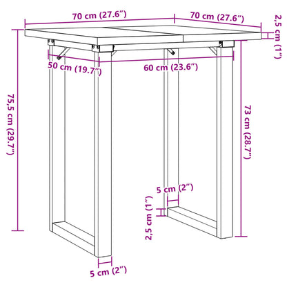 Dining Table O-Frame 70x70x75.5 cm Solid Wood Pine and Steel