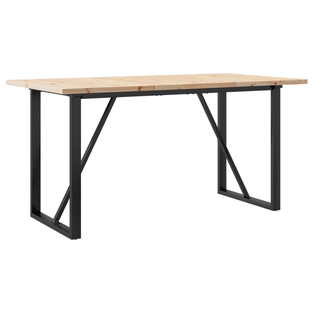 Dining Table O-Frame 140x80x75.5 cm Solid Wood Pine and Steel