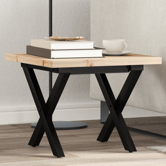 Coffee Table X-Frame 40x40x35.5 cm Solid Wood Pine and Steel