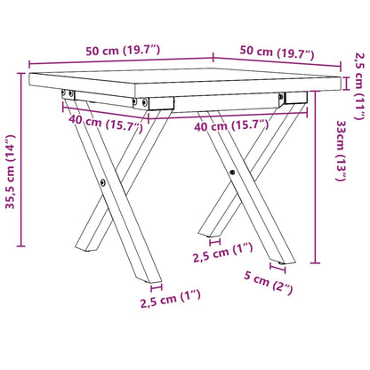 Coffee Table X-Frame 50x50x35.5 cm Solid Wood Pine and Steel