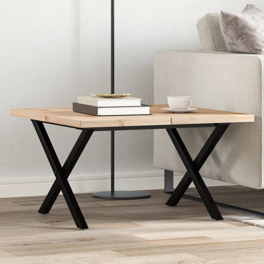 Coffee Table X-Frame 60x60x40.5 cm Solid Wood Pine and Steel