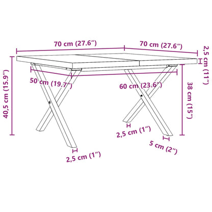 Coffee Table X-Frame 70x70x40.5 cm Solid Wood Pine and Steel