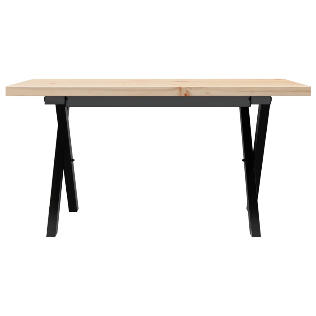 Coffee Table X-Frame 80x50x40.5 cm Solid Wood Pine and Steel