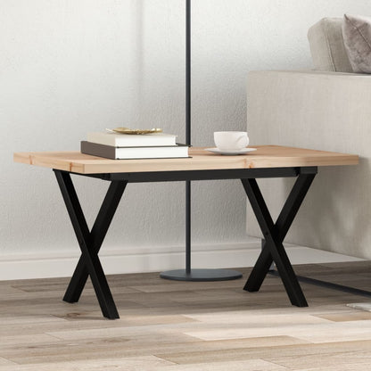 Coffee Table X-Frame 80x50x40.5 cm Solid Wood Pine and Steel