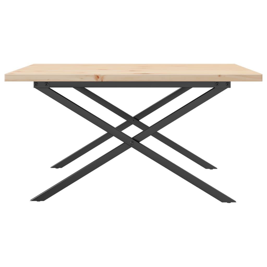 Coffee Table X-Frame 80x80x45.5 cm Solid Wood Pine and Steel