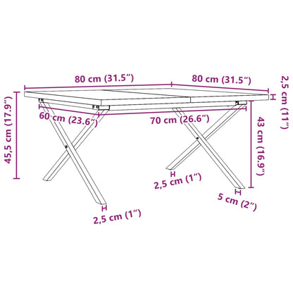 Coffee Table X-Frame 80x80x45.5 cm Solid Wood Pine and Steel