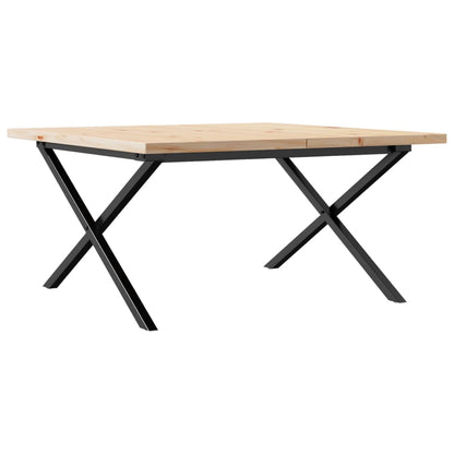 Coffee Table X-Frame 90x90x45.5 cm Solid Wood Pine and Steel