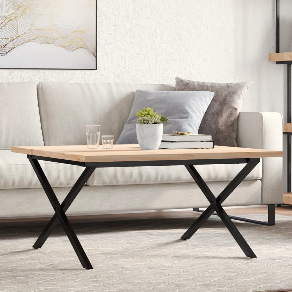 Coffee Table X-Frame 90x90x45.5 cm Solid Wood Pine and Steel