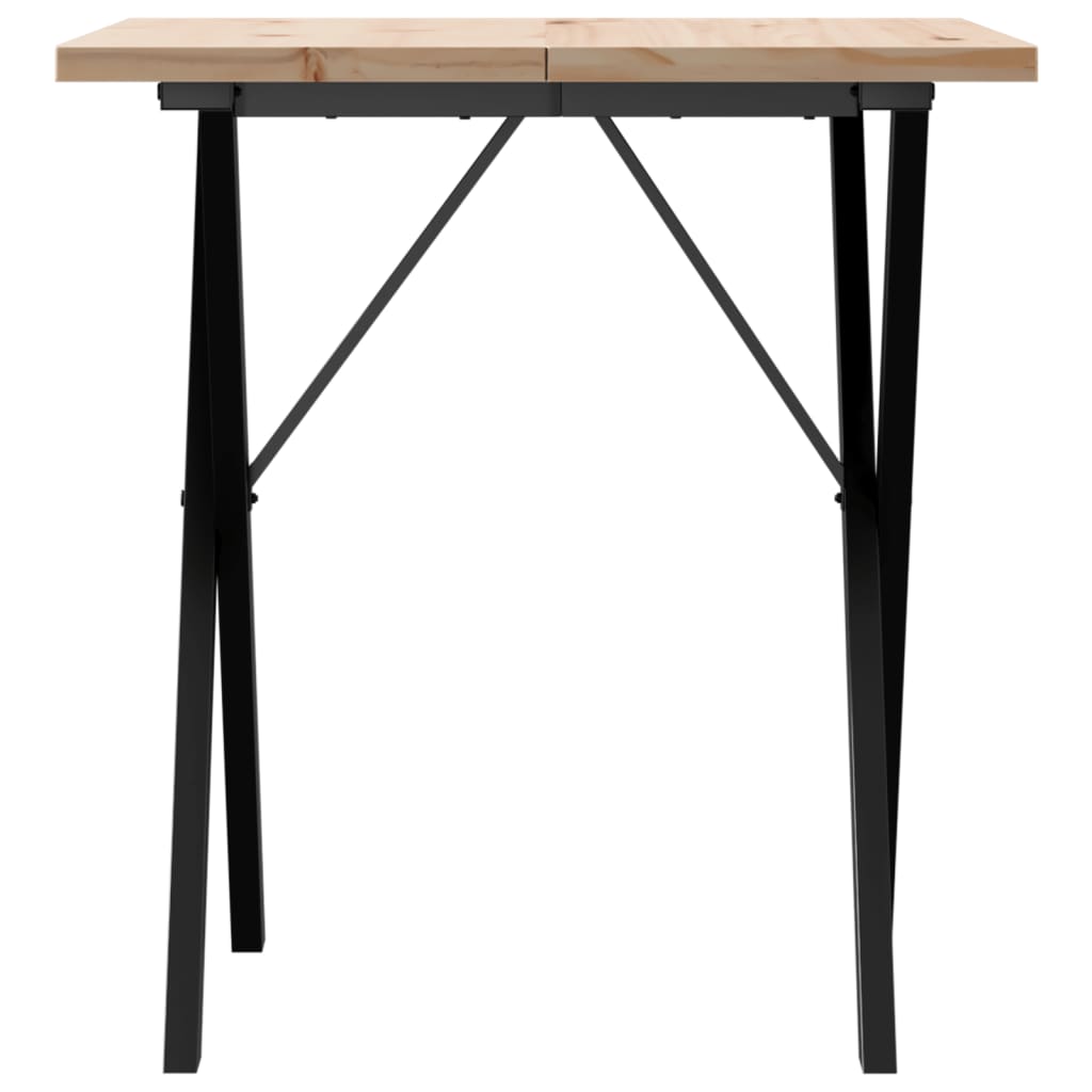 Dining Table X-Frame 60x60x75.5 cm Solid Wood Pine and Steel