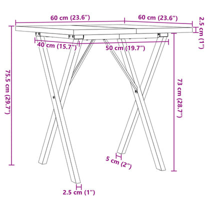 Dining Table X-Frame 60x60x75.5 cm Solid Wood Pine and Steel