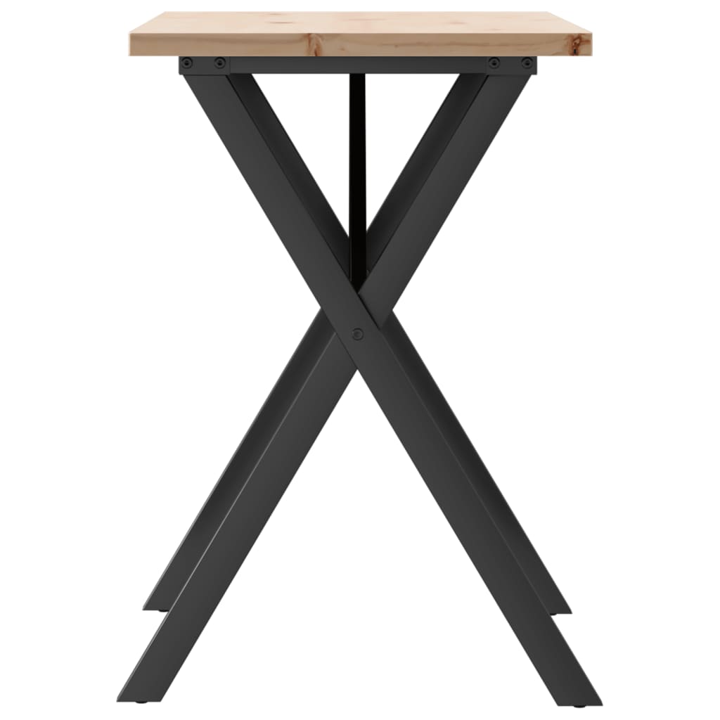 Dining Table X-Frame 80x50x75.5 cm Solid Wood Pine and Steel