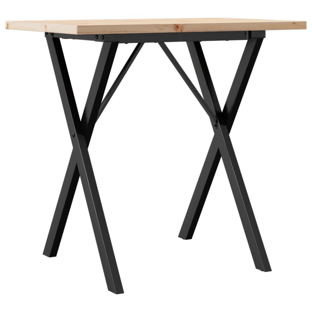 Dining Table X-Frame 80x50x75.5 cm Solid Wood Pine and Steel