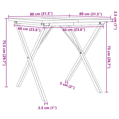 Dining Table X-Frame 80x80x75.5 cm Solid Wood Pine and Steel