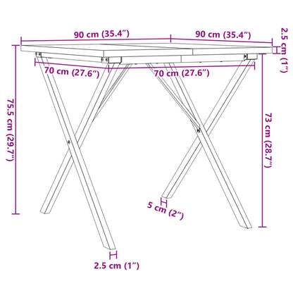 Dining Table X-Frame 90x90x75.5 cm Solid Wood Pine and Steel