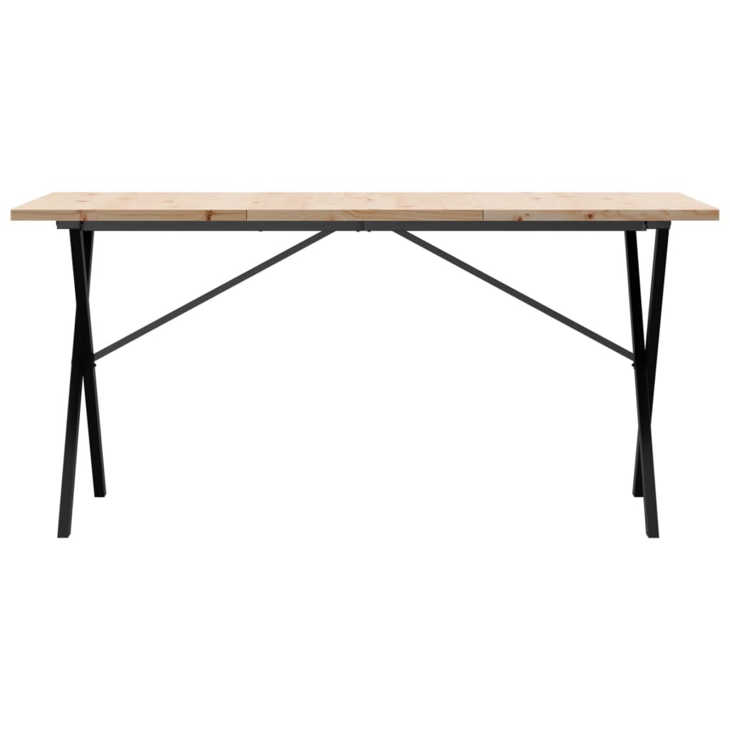 Dining Table X-Frame 160x80x75.5 cm Solid Wood Pine and Steel