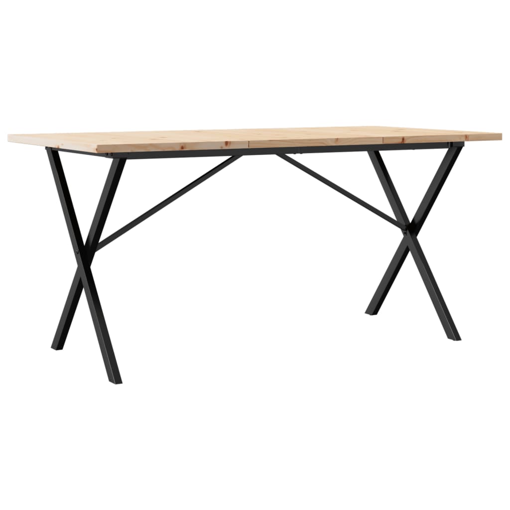 Dining Table X-Frame 160x80x75.5 cm Solid Wood Pine and Steel