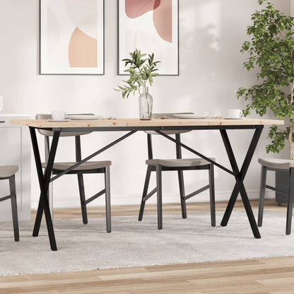 Dining Table X-Frame 160x80x75.5 cm Solid Wood Pine and Steel