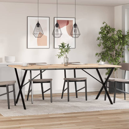 Dining Table X-Frame 200x100x75.5 cm Solid Wood Pine and Steel