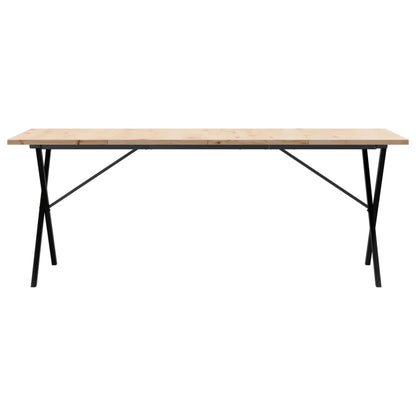 Dining Table X-Frame 200x100x75.5 cm Solid Wood Pine and Steel