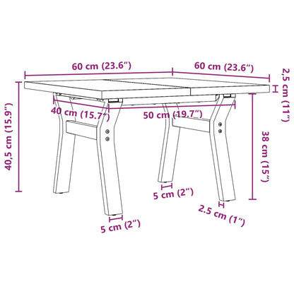 Coffee Table Y-Frame 60x60x40.5 cm Solid Wood Pine and Steel