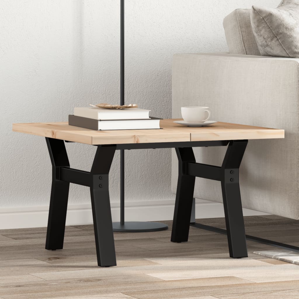 Coffee Table Y-Frame 60x60x40.5 cm Solid Wood Pine and Steel