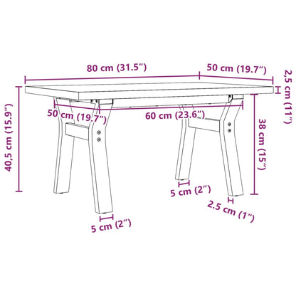 Coffee Table Y-Frame 80x50x40.5 cm Solid Wood Pine and Steel