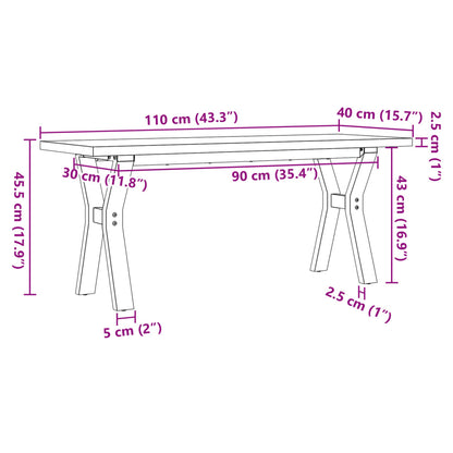 Coffee Table Y-Frame 110x40x45.5 cm Solid Wood Pine and Steel