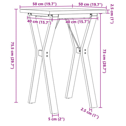 Dining Table Y-Frame 50x50x75.5 cm Solid Wood Pine and Steel