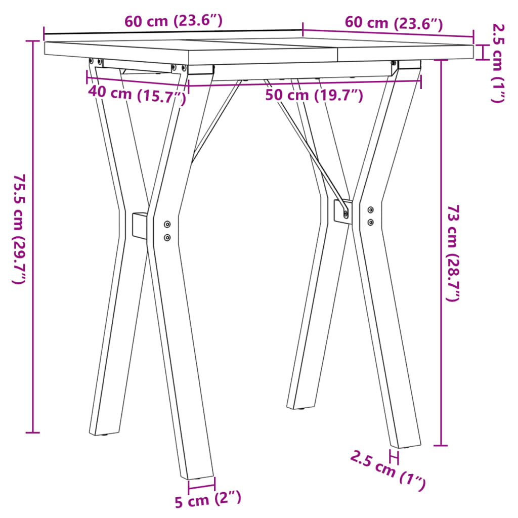 Dining Table Y-Frame 60x60x75.5 cm Solid Wood Pine and Steel