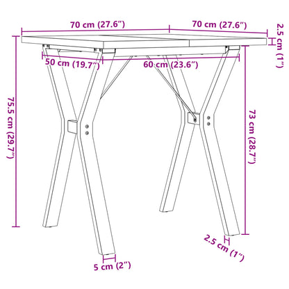 Dining Table Y-Frame 70x70x75.5 cm Solid Wood Pine and Steel