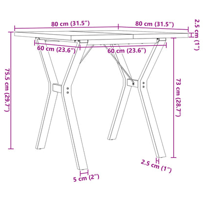 Dining Table Y-Frame 80x80x75.5 cm Solid Wood Pine and Steel