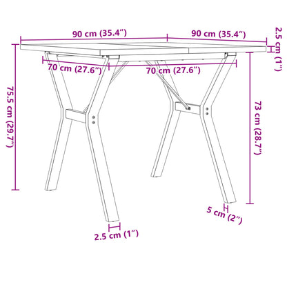 Dining Table Y-Frame 90x90x75.5 cm Solid Wood Pine and Steel