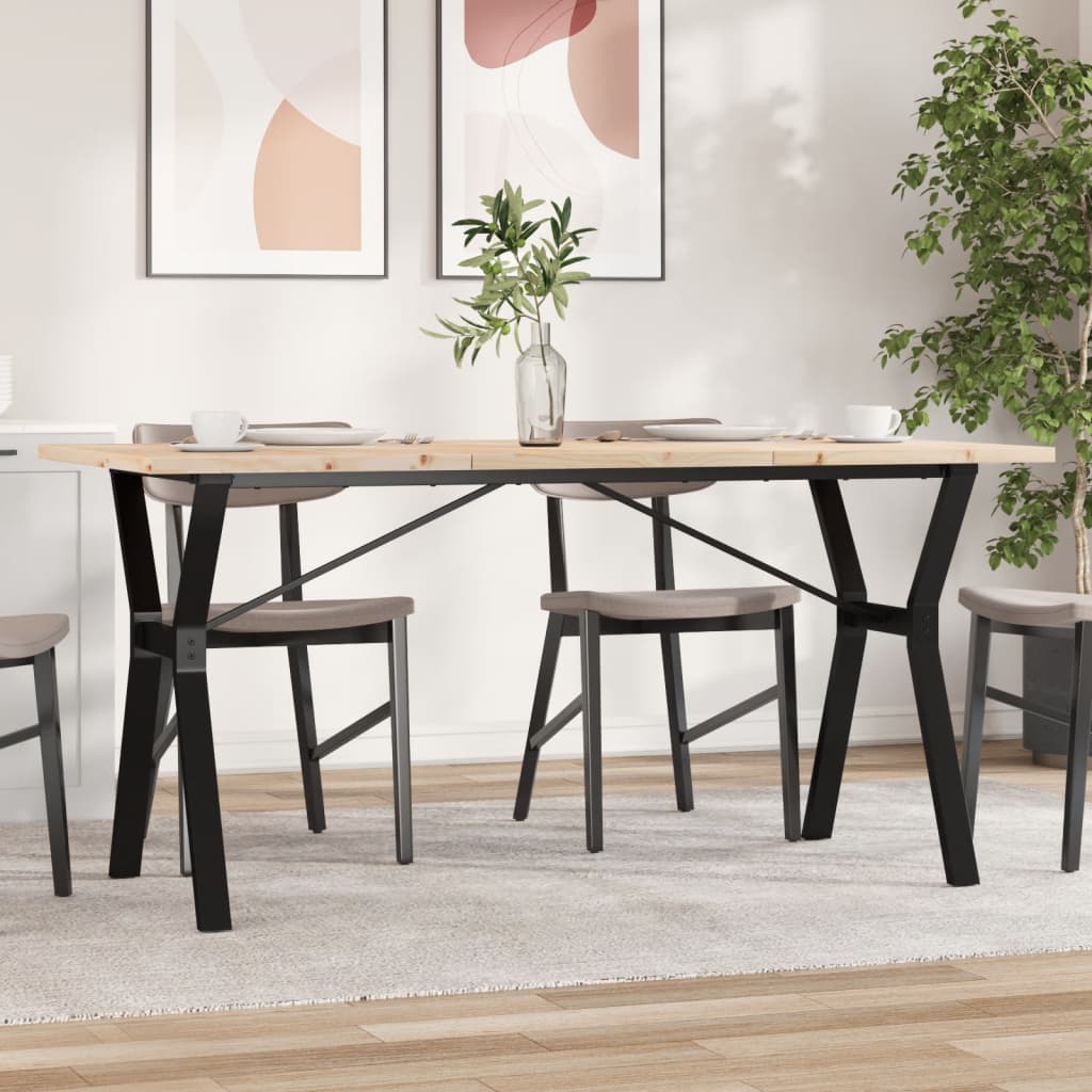 Dining Table Y-Frame 140x80x75.5 cm Solid Wood Pine and Steel