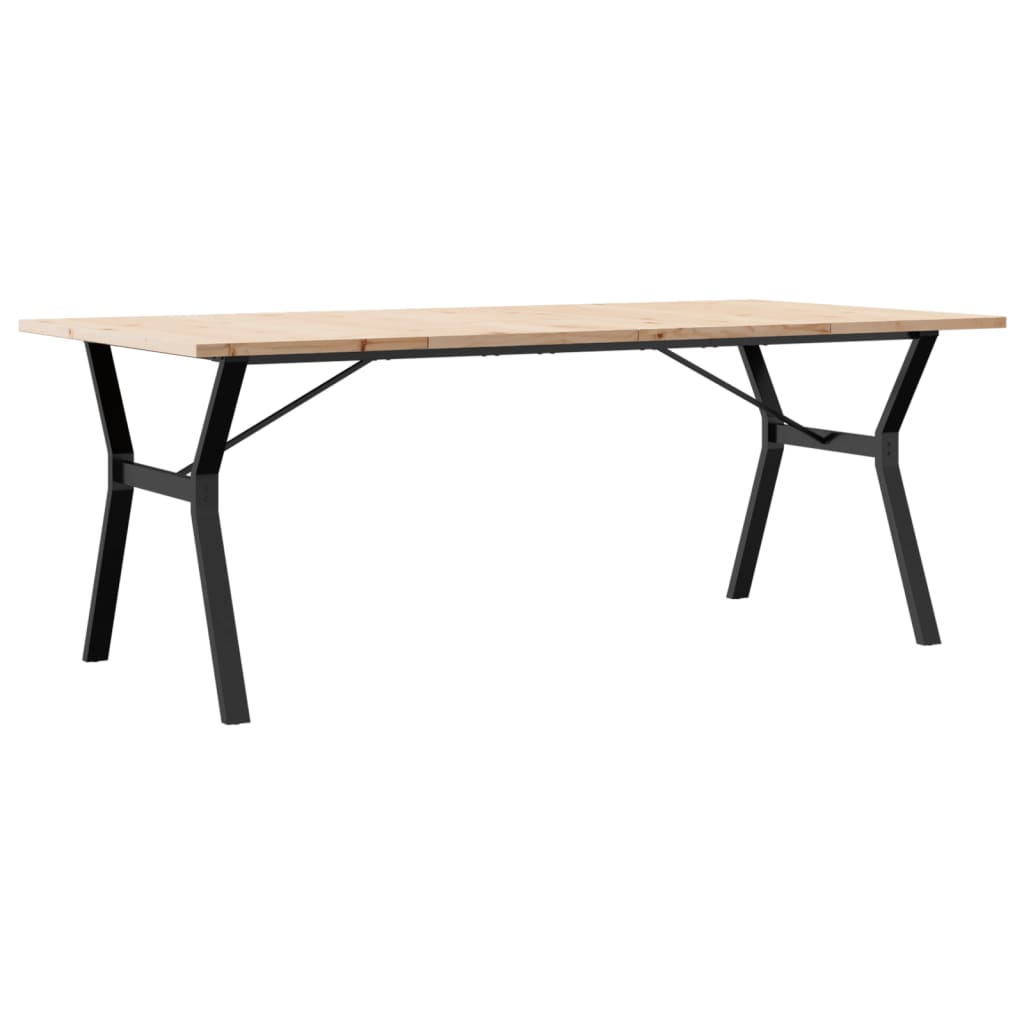 Dining Table Y-Frame 200x100x75.5 cm Solid Wood Pine and Steel