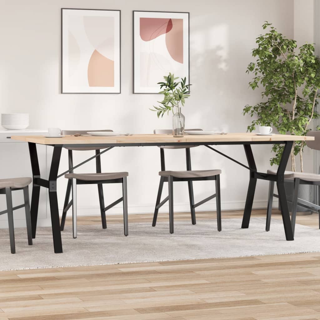 Dining Table Y-Frame 200x100x75.5 cm Solid Wood Pine and Steel