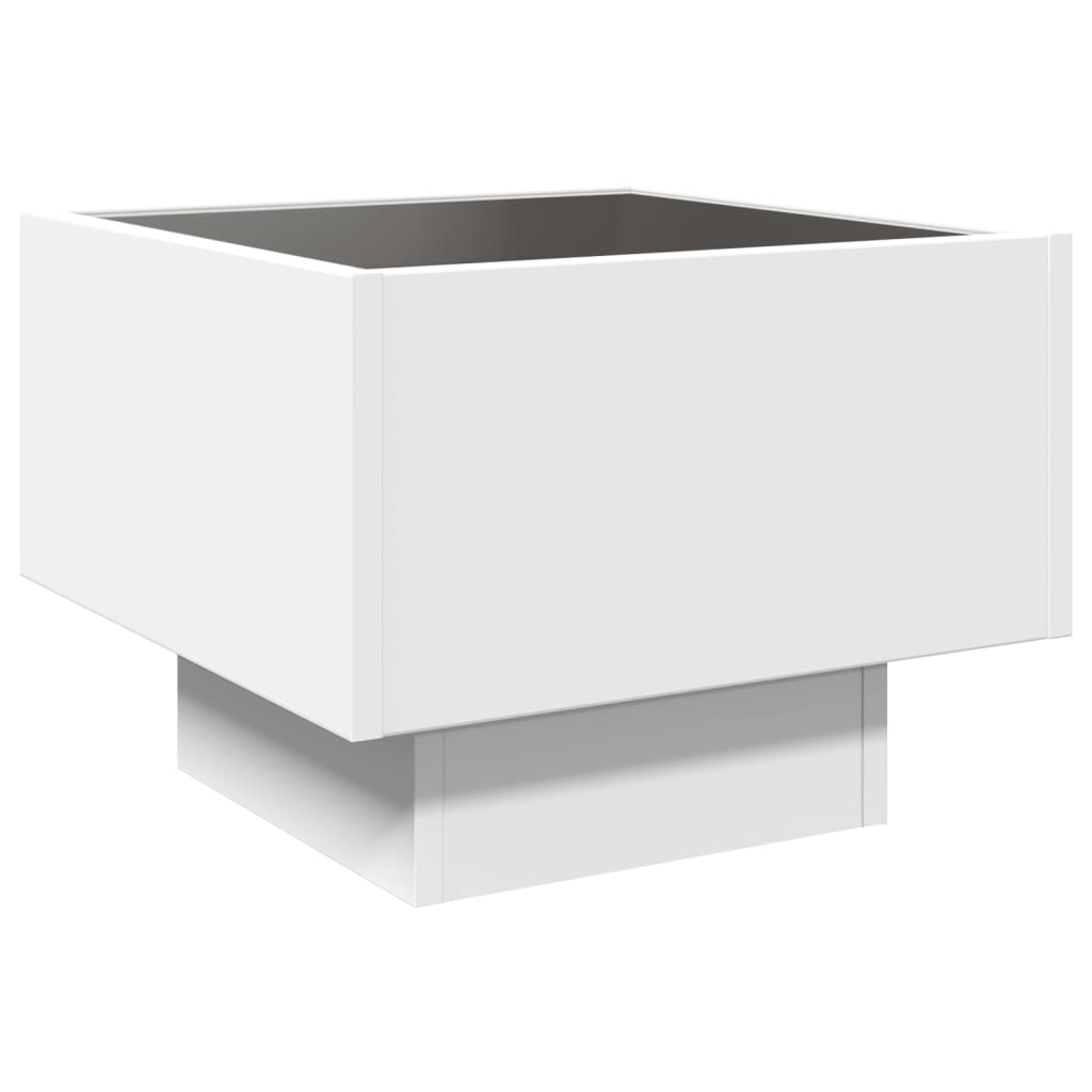 Side Table with LED White 40x40x30 cm Engineered Wood