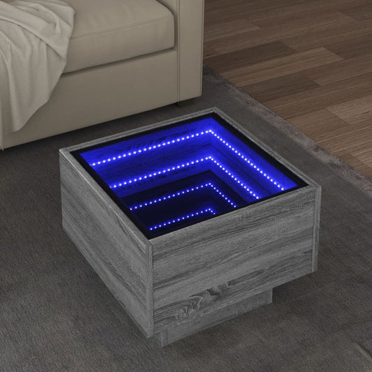 Side Table with LED Grey Sonoma 40x40x30 cm Engineered Wood