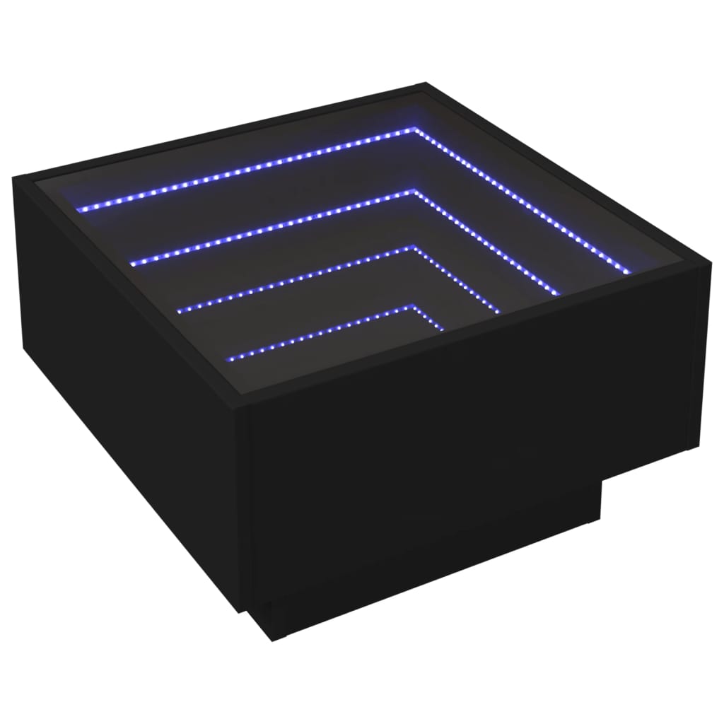 Coffee Table with LED Black 50x50x30 cm Engineered Wood