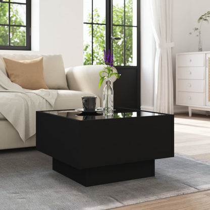 Coffee Table with LED Black 50x50x30 cm Engineered Wood