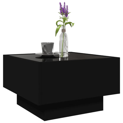 Coffee Table with LED Black 50x50x30 cm Engineered Wood