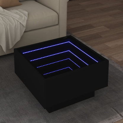 Coffee Table with LED Black 50x50x30 cm Engineered Wood