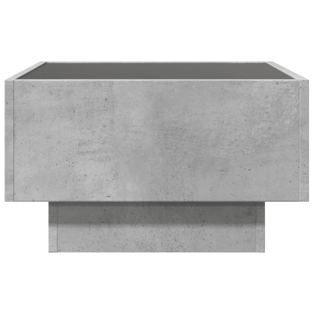Coffee Table with LED Concrete Grey 50x50x30 cm Engineered Wood