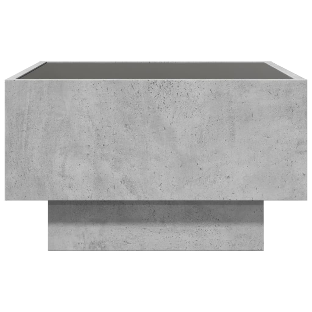 Coffee Table with LED Concrete Grey 50x50x30 cm Engineered Wood