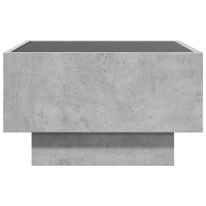 Coffee Table with LED Concrete Grey 50x50x30 cm Engineered Wood