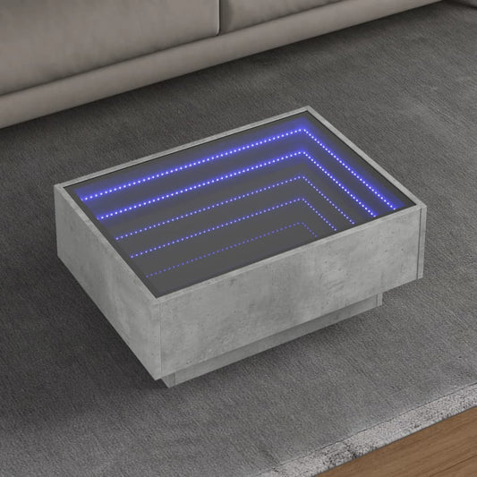 Coffee Table with LED Concrete Grey 70x50x30 cm Engineered Wood