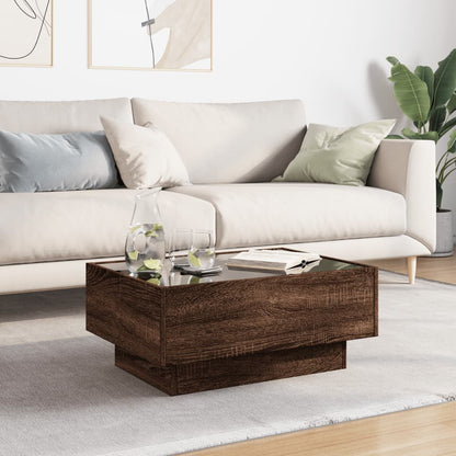 Coffee Table with LED Brown Oak 70x50x30 cm Engineered Wood