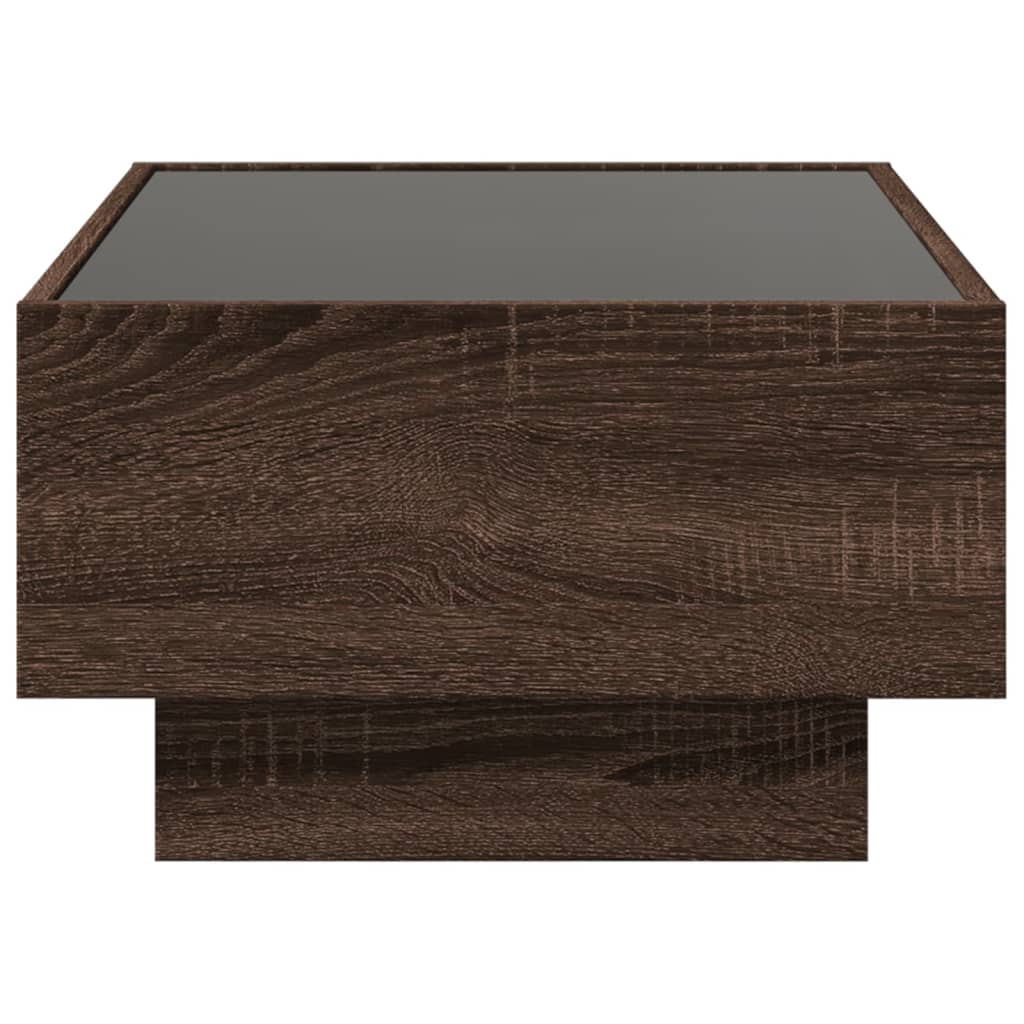 Coffee Table with LED Brown Oak 70x50x30 cm Engineered Wood