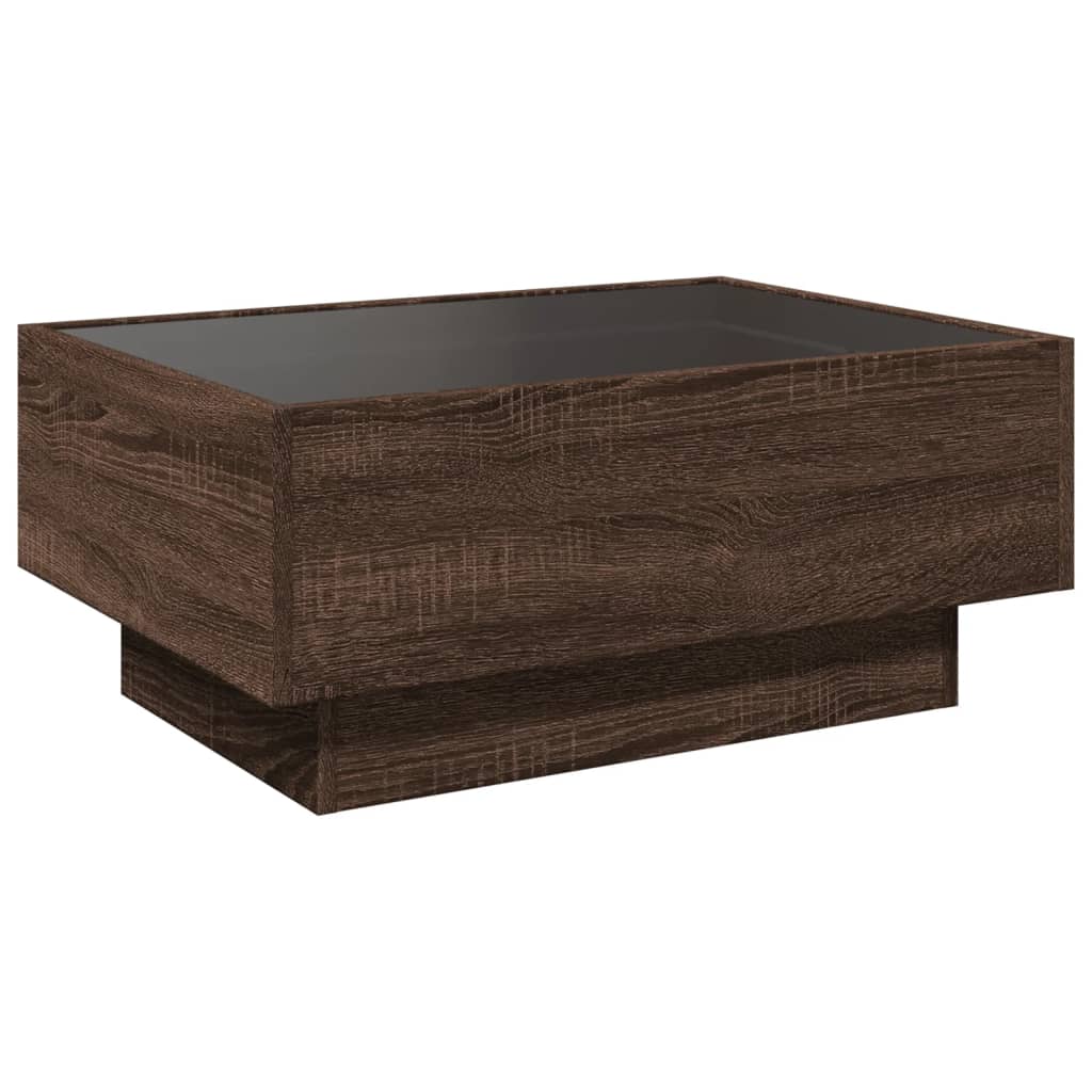 Coffee Table with LED Brown Oak 70x50x30 cm Engineered Wood