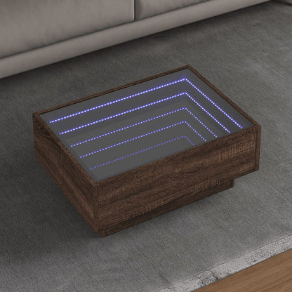 Coffee Table with LED Brown Oak 70x50x30 cm Engineered Wood