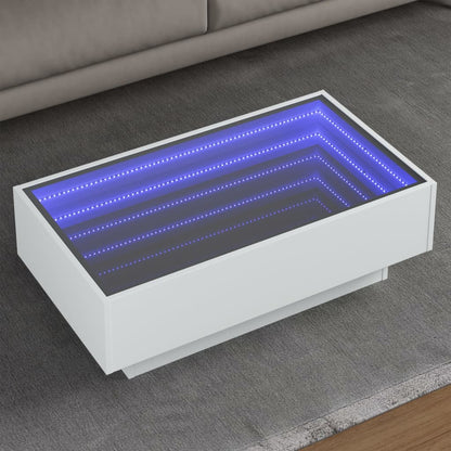 Coffee Table with LED White 90x50x30 cm Engineered Wood